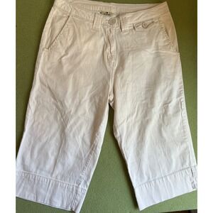 Khaki cotton‎ capris white stitching zip up back pockets Woolrich sz 12